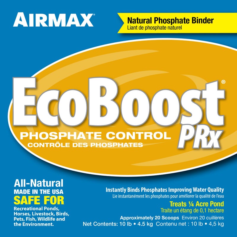 Airmax EcoBoost PRx Natural Pond Water Clariï¬er, Binds Excess Phosphates & Contaminants for Clear Water, Safe for Pets, Plants & Fish, Treats Â¼ Acres, 4 Month Supply, 20 Scoops, 10 lb - Image 2
